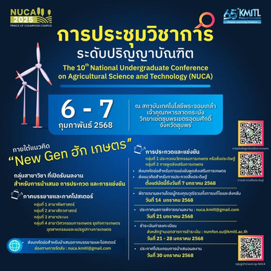 การประชุมวิชาการ ระดับปริญญาบัณฑิต" ครั้งที่ 10 The10ᵗʰ National Undergraduate Conference on Agricultural Science and Technology (NUGA)